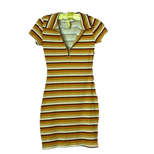 🌷 Ardene 🌷 Orange Brown & Cream Striped Dress